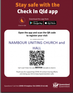 QR CODES ‘Check in Qld’ – Nambour Uniting Church